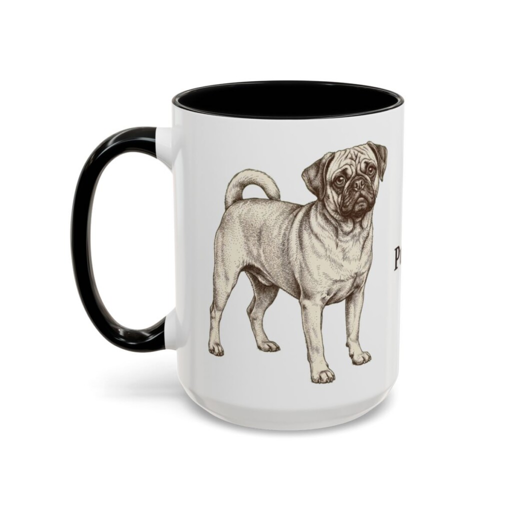 15oz Puggle Mug, Black, left side view