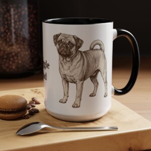 15oz Puggle Dog Dad Mug, Black, lifestyle photo
