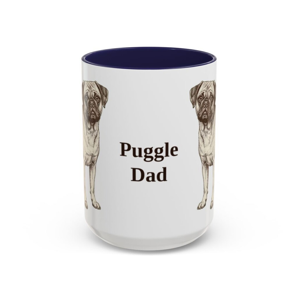 15oz-puggle-mug-dad-navy 15oz Puggle Dog Dad Mug, Navy, front view