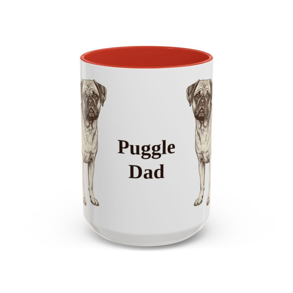 15oz-puggle-mug-dad-red 15oz Puggle Dog Dad Mug, Red, front view