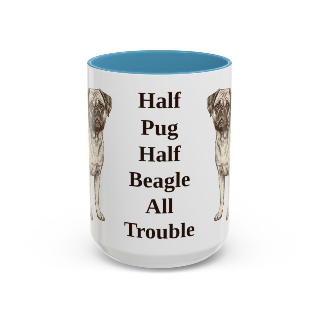 15oz-puggle-mug-humor-light-blue 15oz Funny Puggle Mug, Light Blue, front view