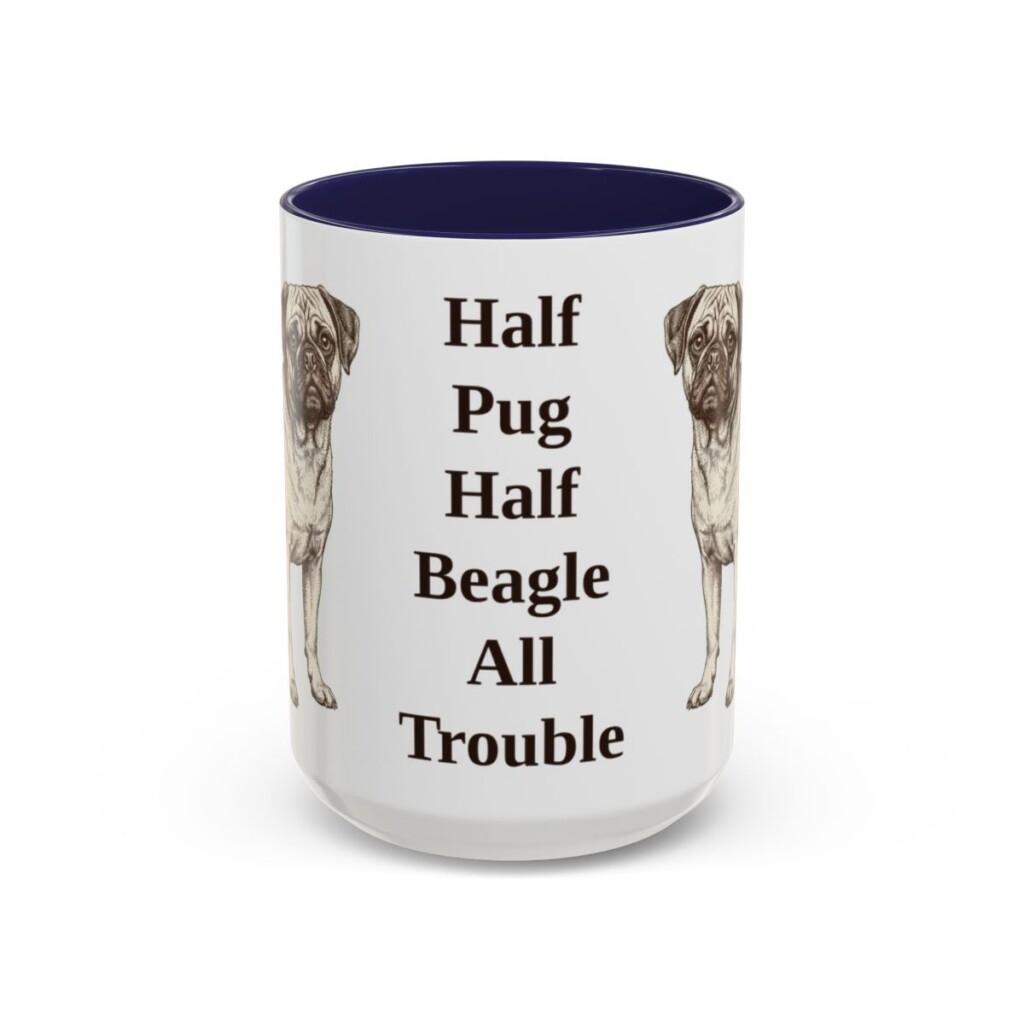 15oz-puggle-mug-humor-navy 15oz Funny Puggle Mug, Navy, front view