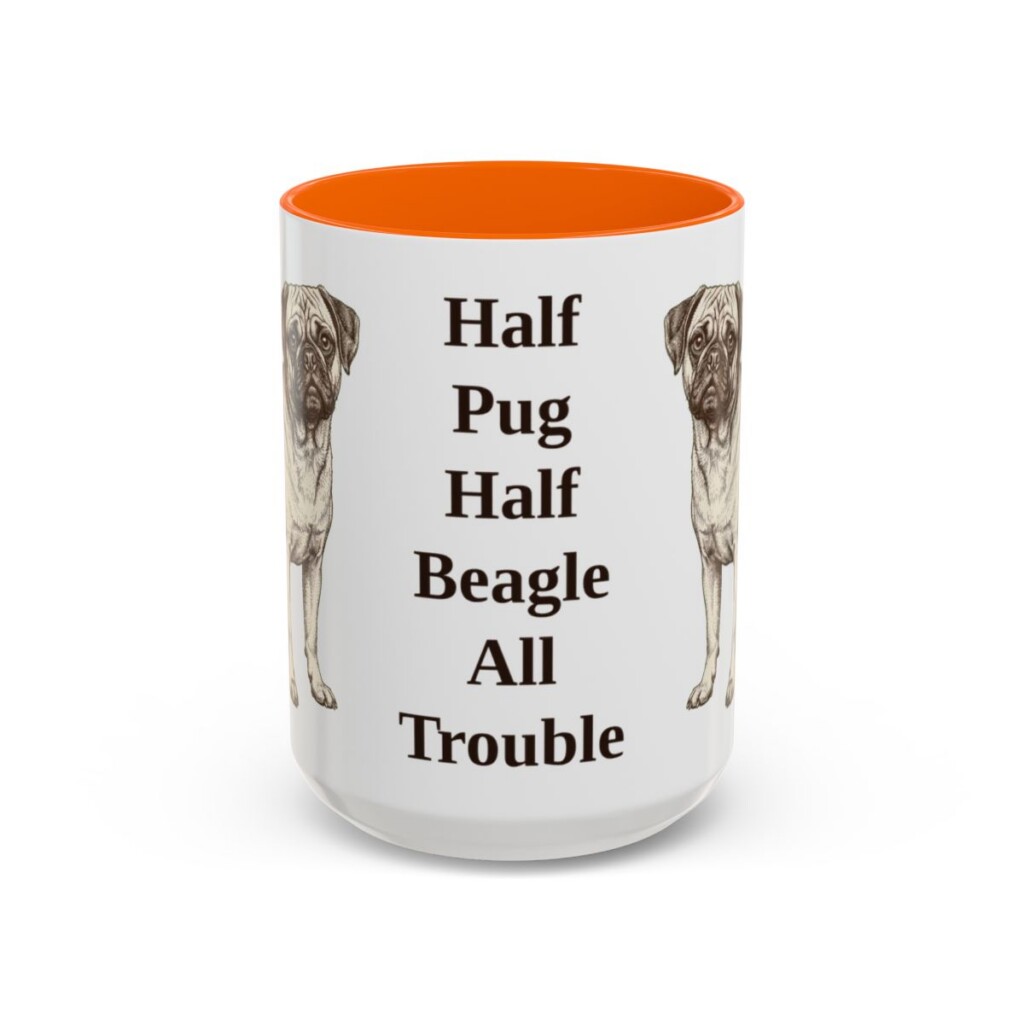 15oz-puggle-mug-humor-orange 15oz Funny Puggle Mug, Orange, front view