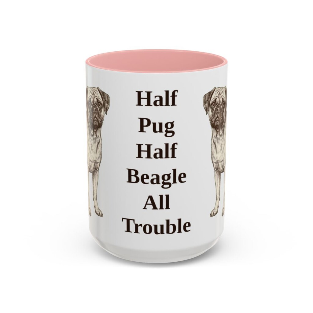15oz-puggle-mug-humor-pink 15oz Funny Puggle Mug, Pink, front view