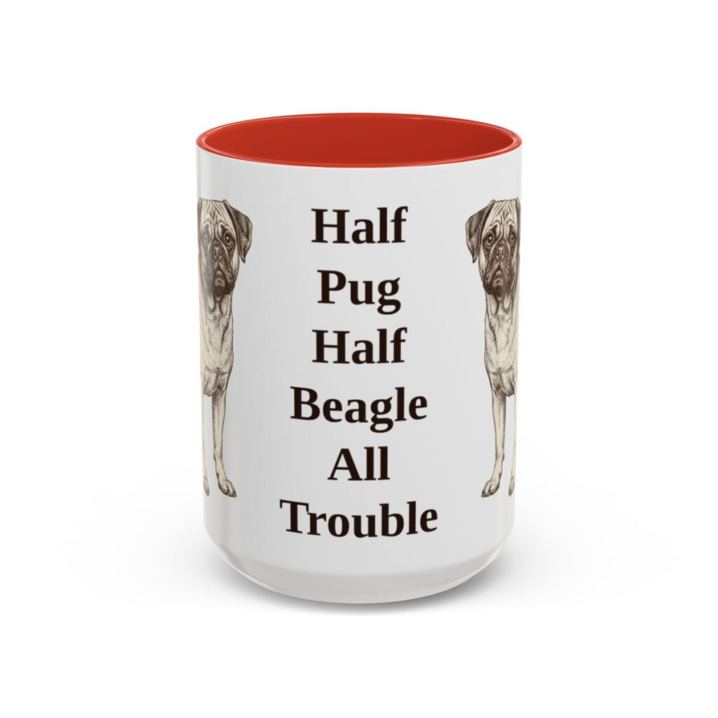 15oz-puggle-mug-humor-red 15oz Funny Puggle Mug, Red, front view