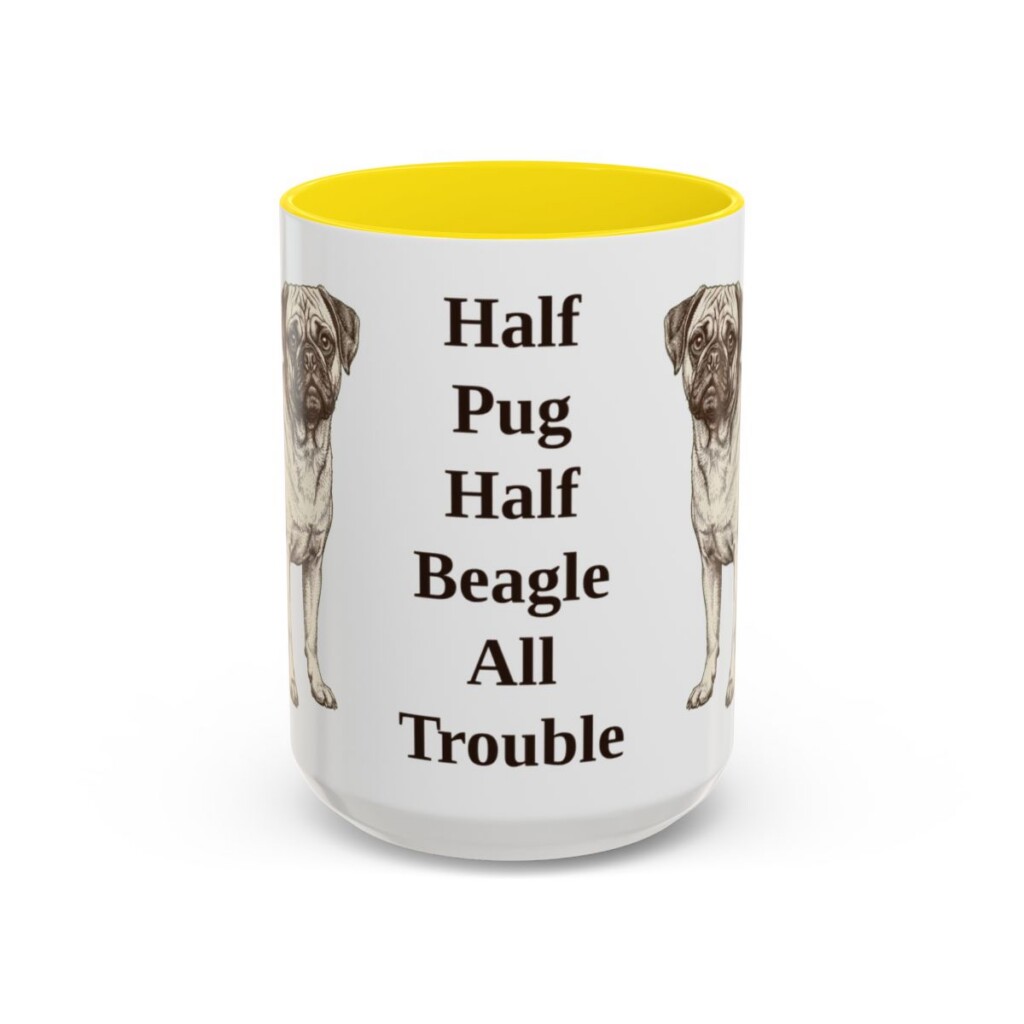 15oz-puggle-mug-humor-yellow 15oz Funny Puggle Mug, Yellow, front view