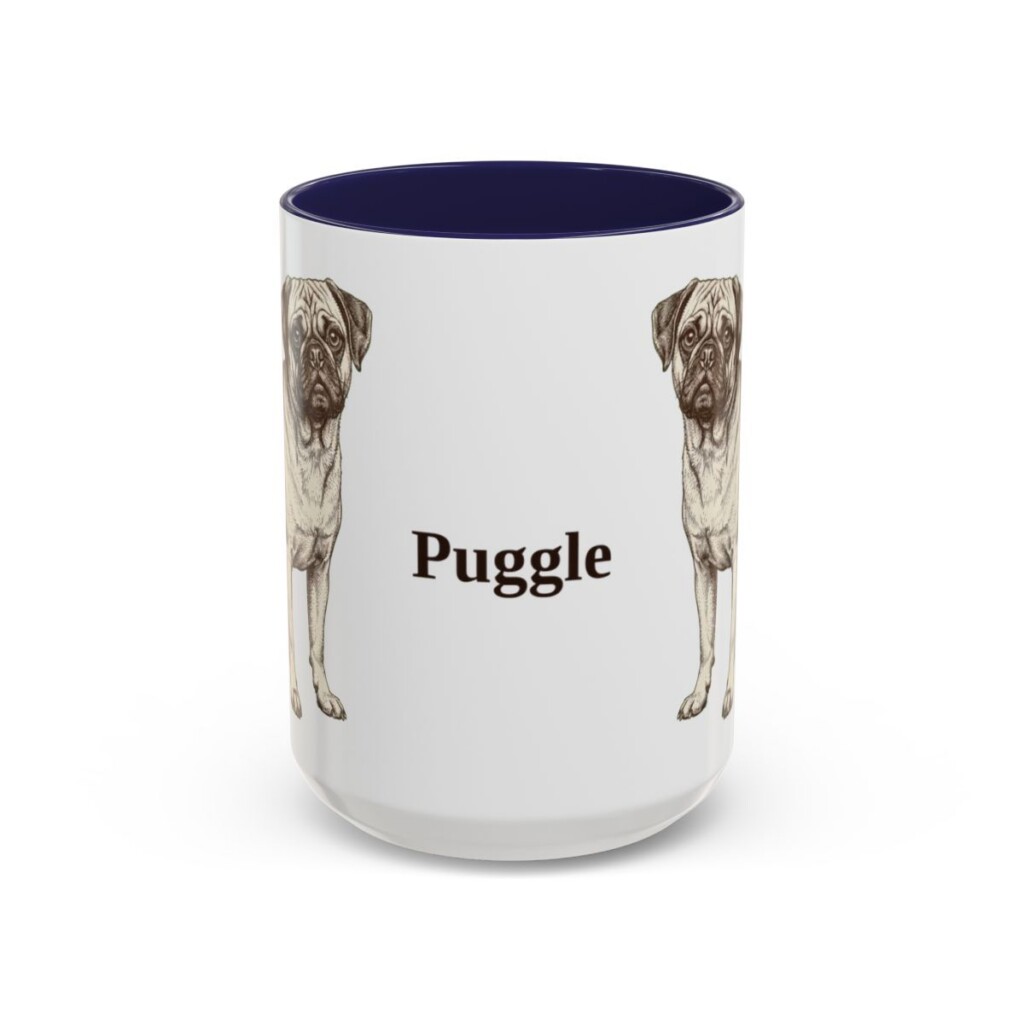 15oz Puggle Mug, Navy, front view
