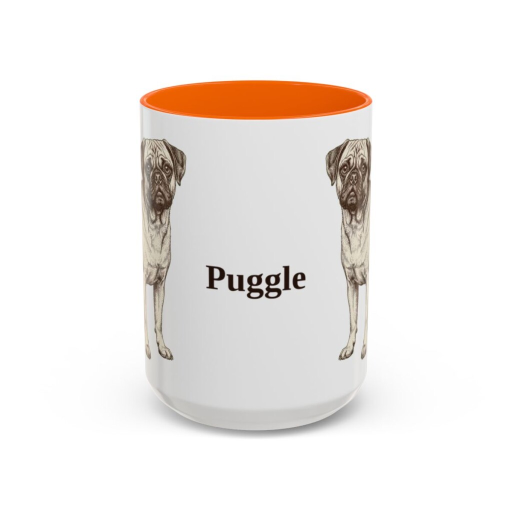 15oz Puggle Mug, Orange, front view