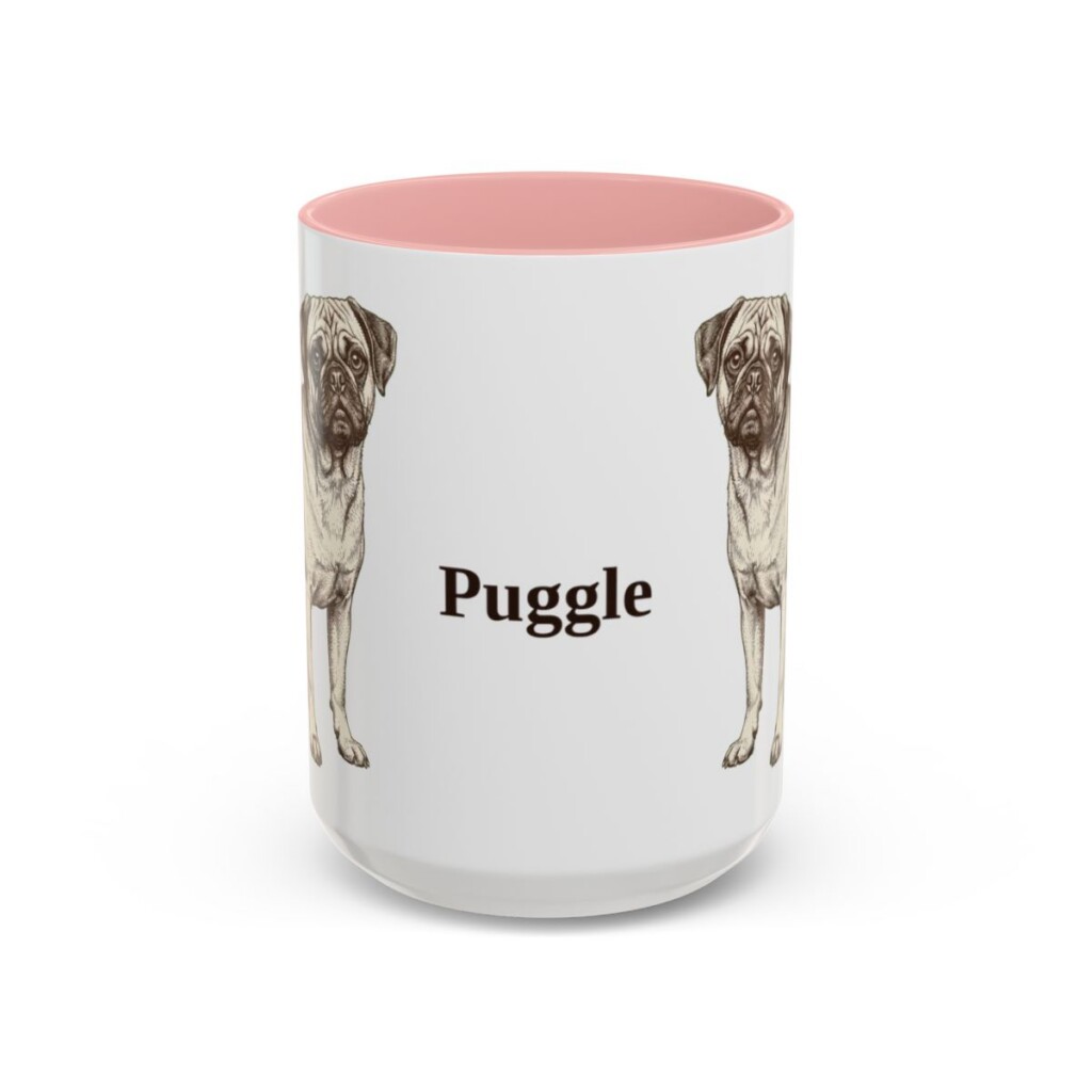 15oz Puggle Mug, Pink, front view