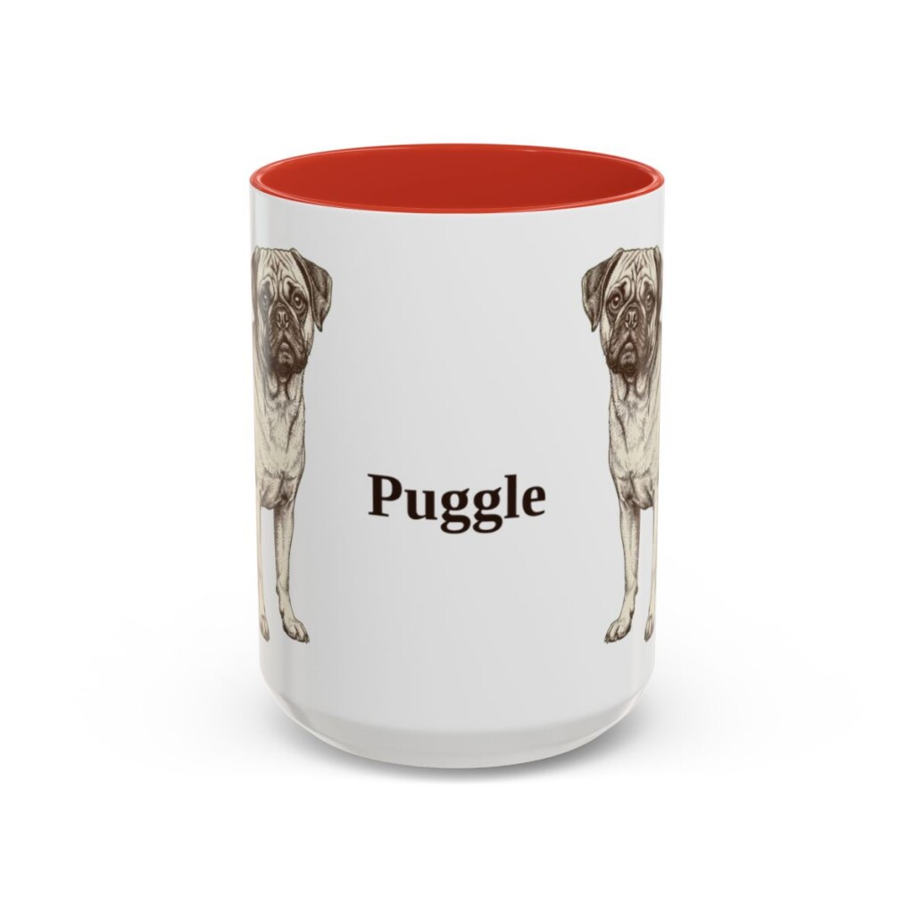 15oz Puggle Mug, Red, front view