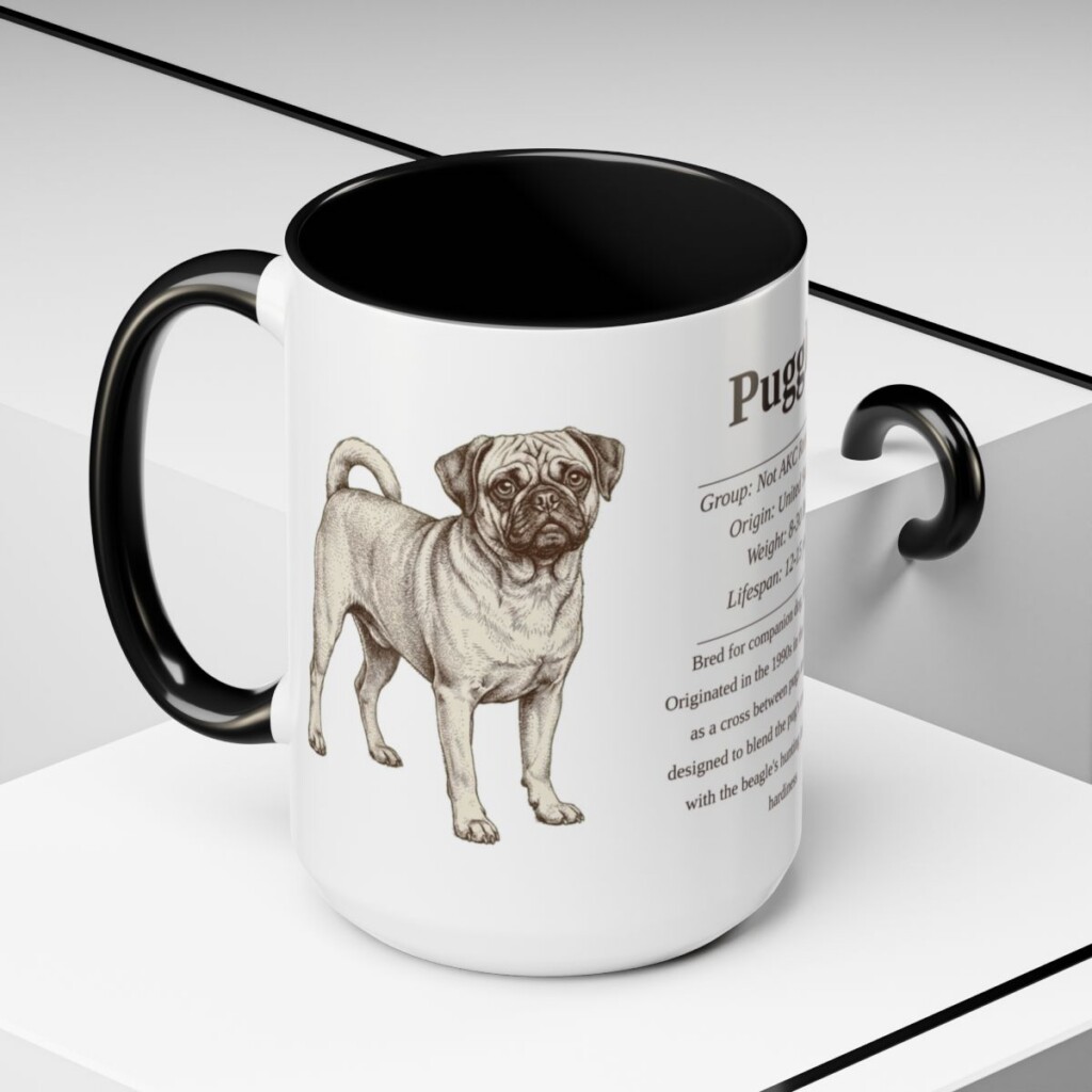 15oz Puggle Mug, Black, lifestyle photo