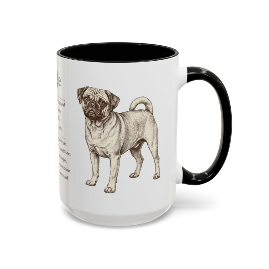 15oz Puggle Mug, Black, right side view