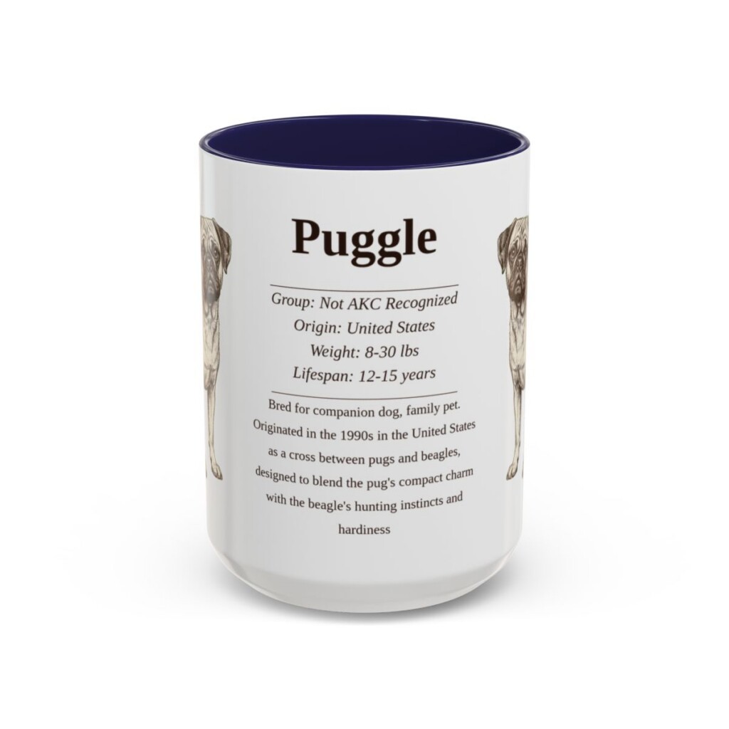 15oz Puggle Mug, Navy, front view