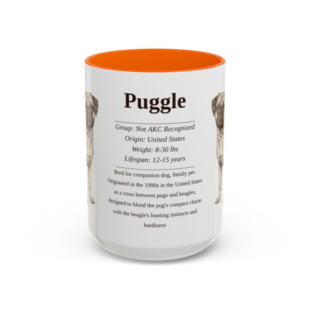 15oz Puggle Mug, Orange, front view