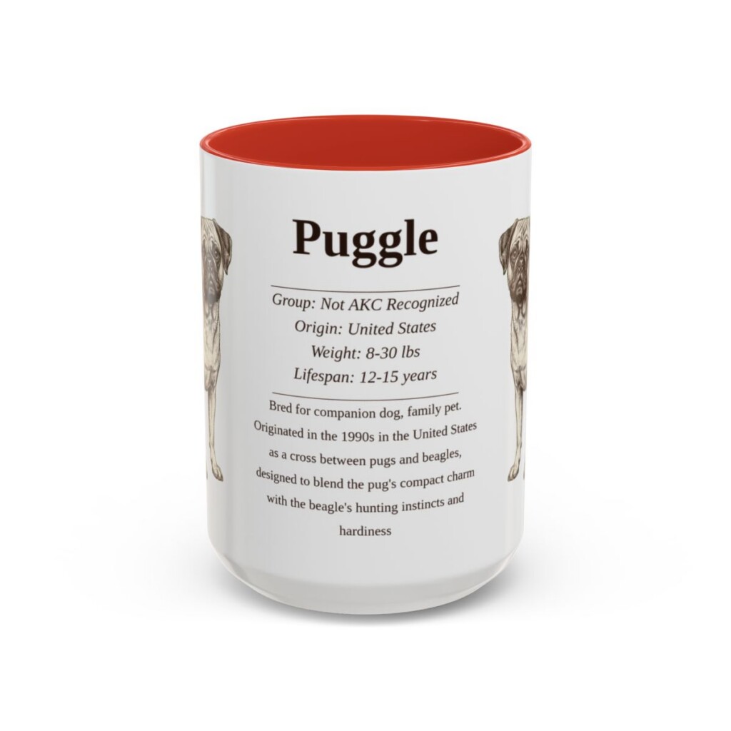 15oz Puggle Mug, Red, front view