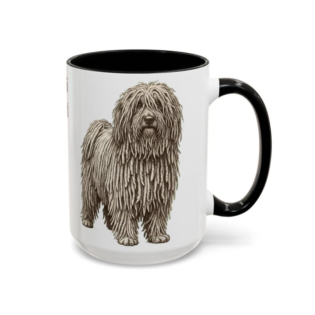 15oz Puli Dog Dad Mug, Black, right side view