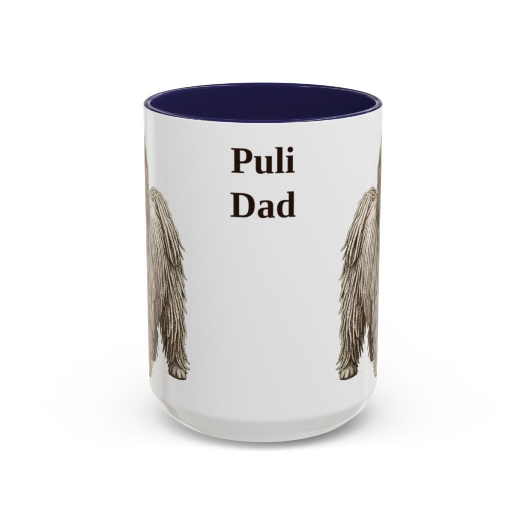 15oz Puli Dog Dad Mug, Navy, front view