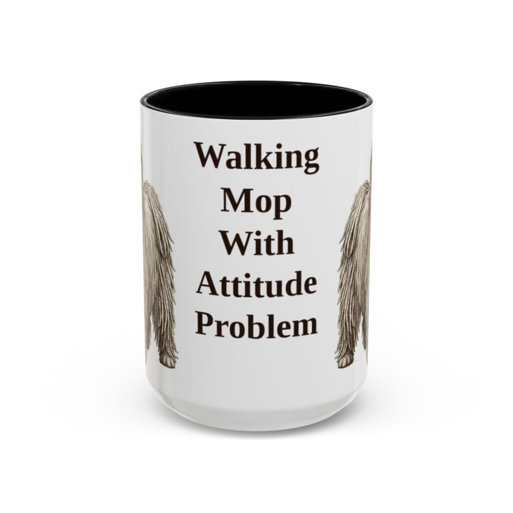 15oz Funny Puli Mug, Black, front view