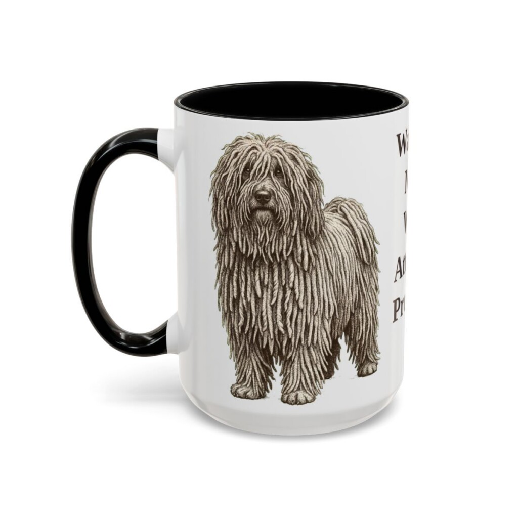 15oz Funny Puli Mug, Black, left side view