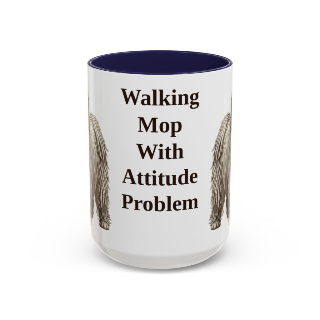 15oz Funny Puli Mug, Navy, front view