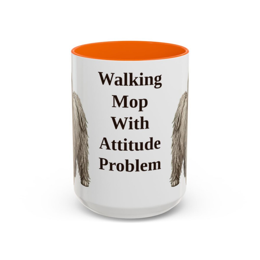 15oz Funny Puli Mug, Orange, front view