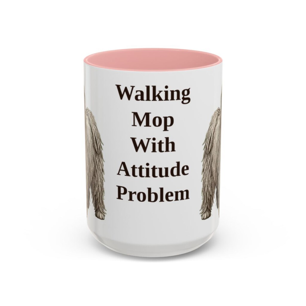 15oz Funny Puli Mug, Pink, front view
