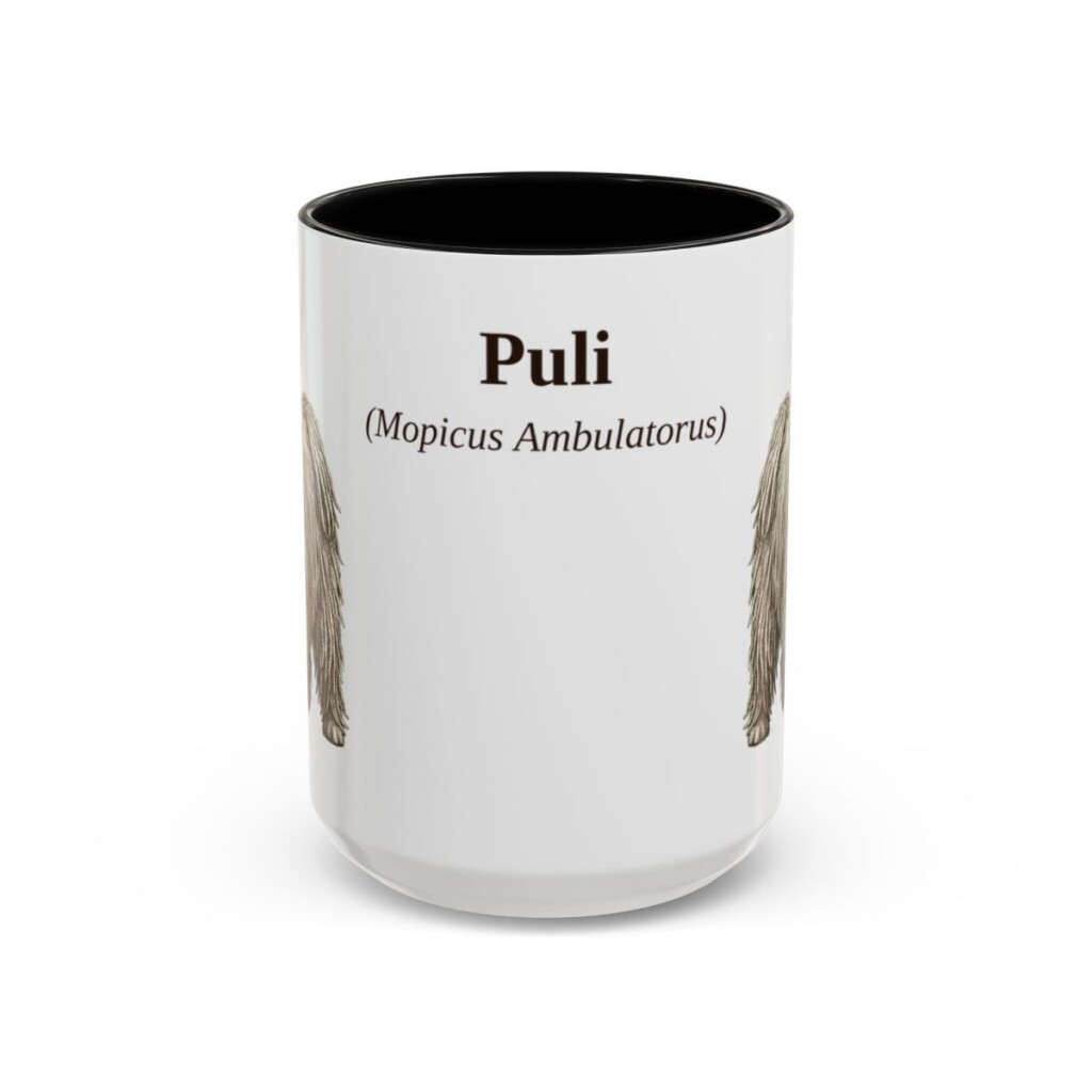 15oz Puli Latin Mug, Black, front view