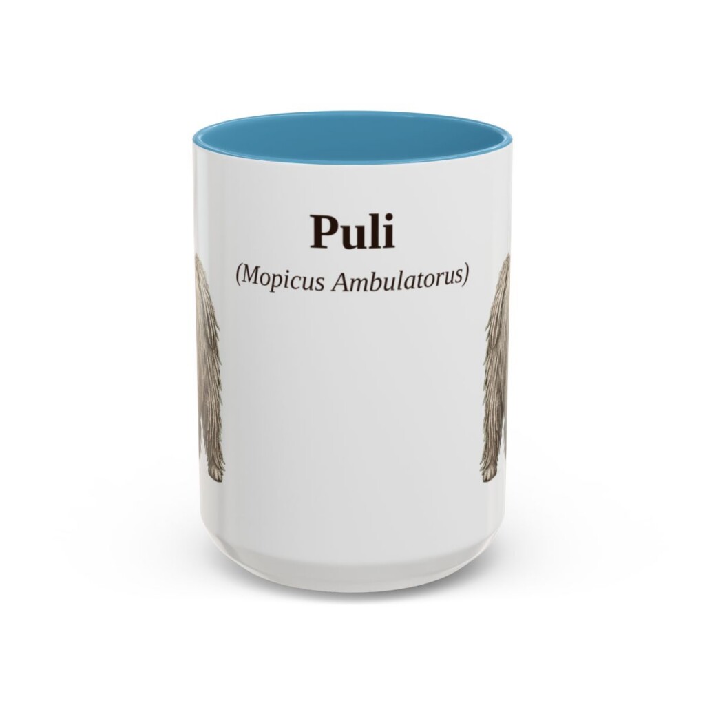 15oz Puli Latin Mug, Light Blue, front view