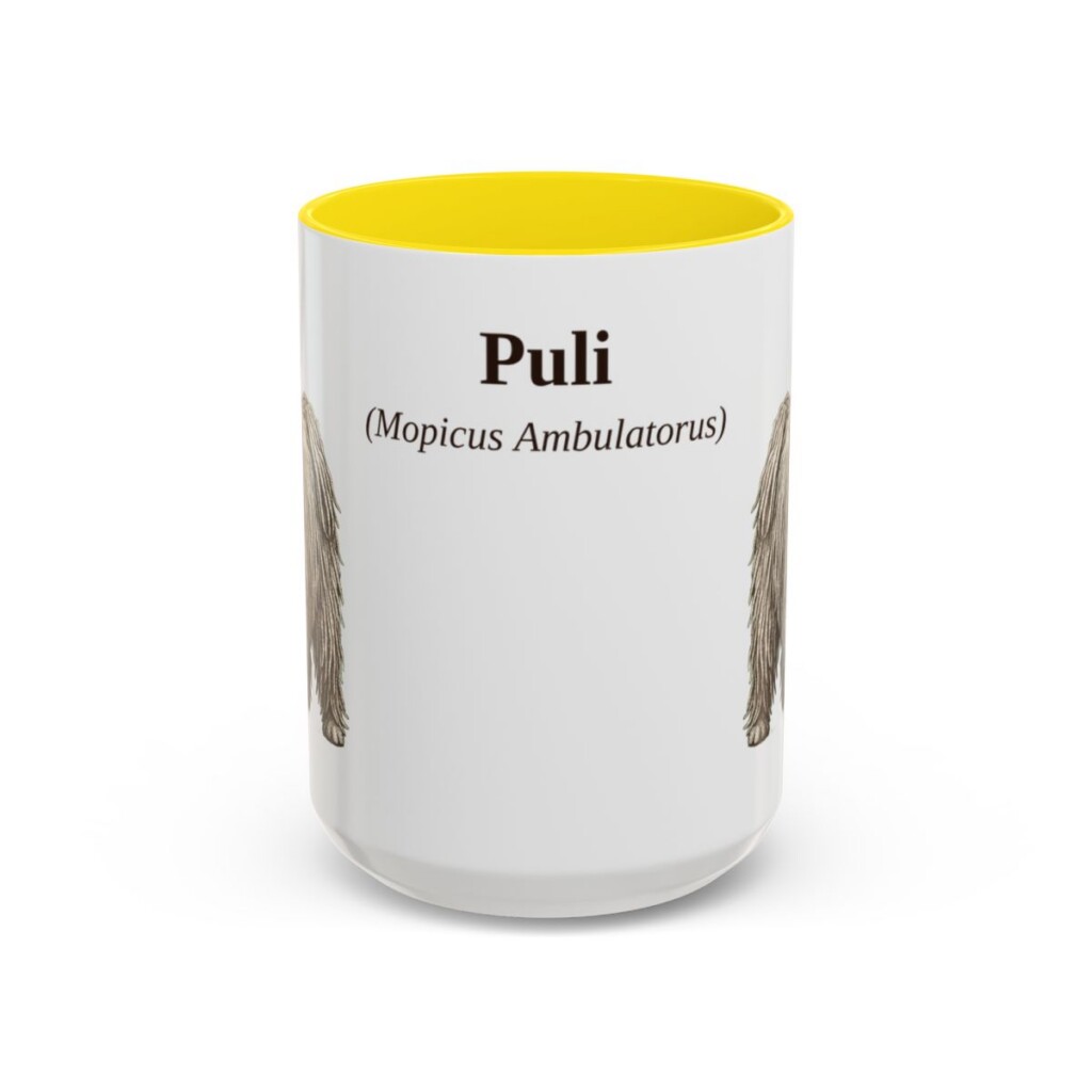 15oz Puli Latin Mug, Yellow, front view