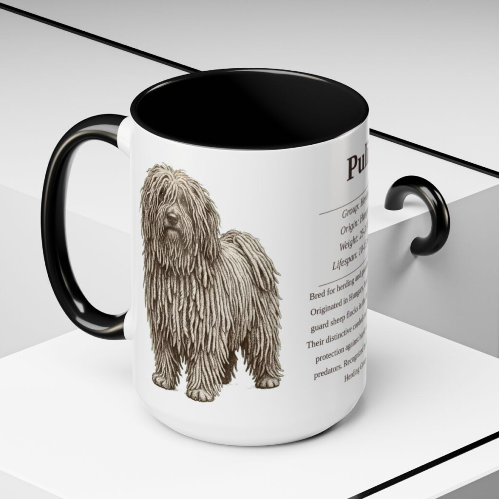 15oz Puli Mug, Black, lifestyle photo
