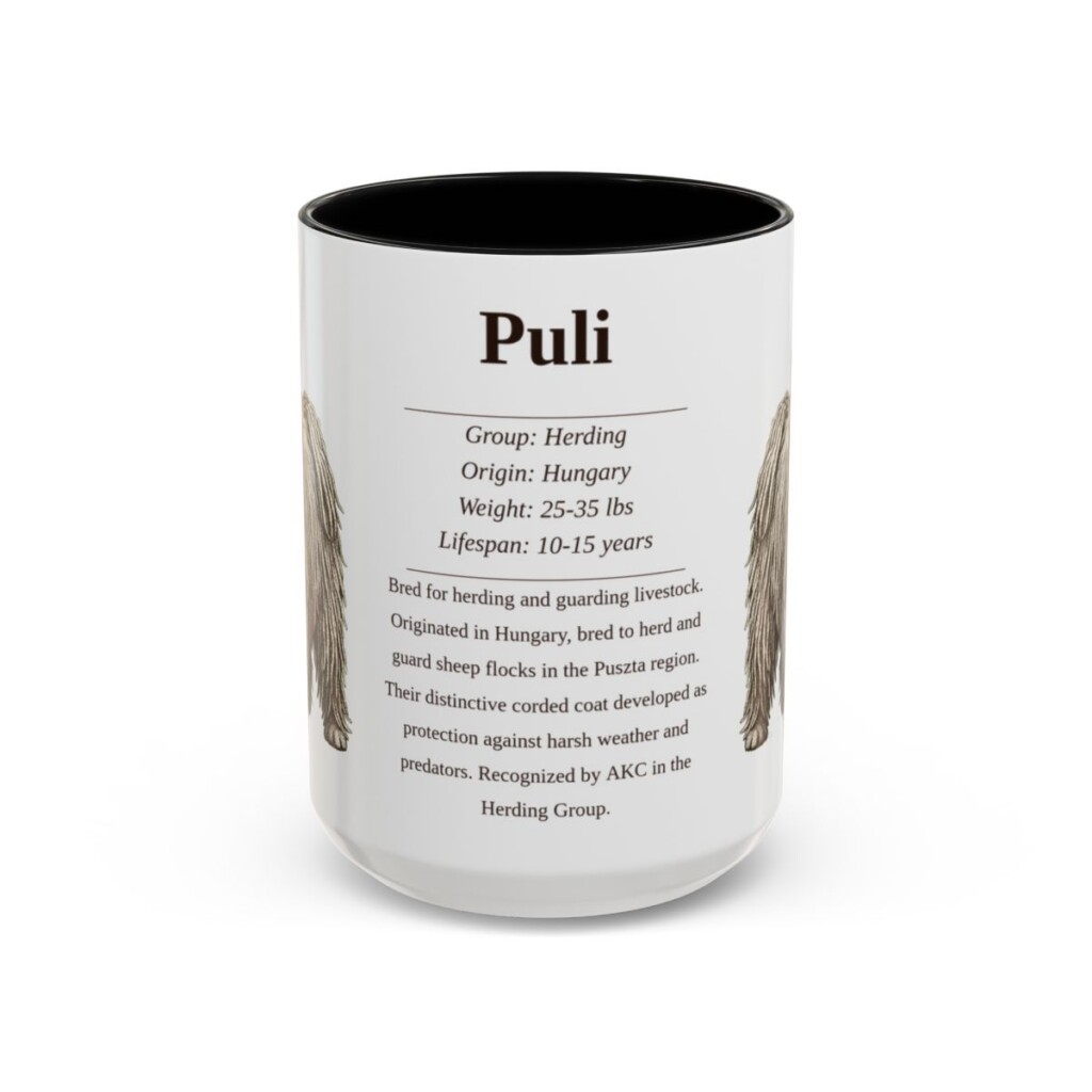 15oz Puli Mug, Black, front view