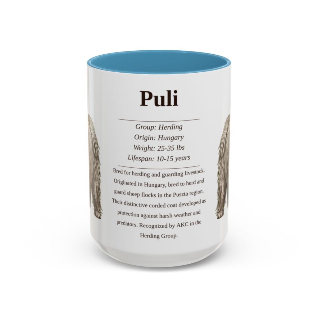 15oz Puli Mug, Light Blue, front view