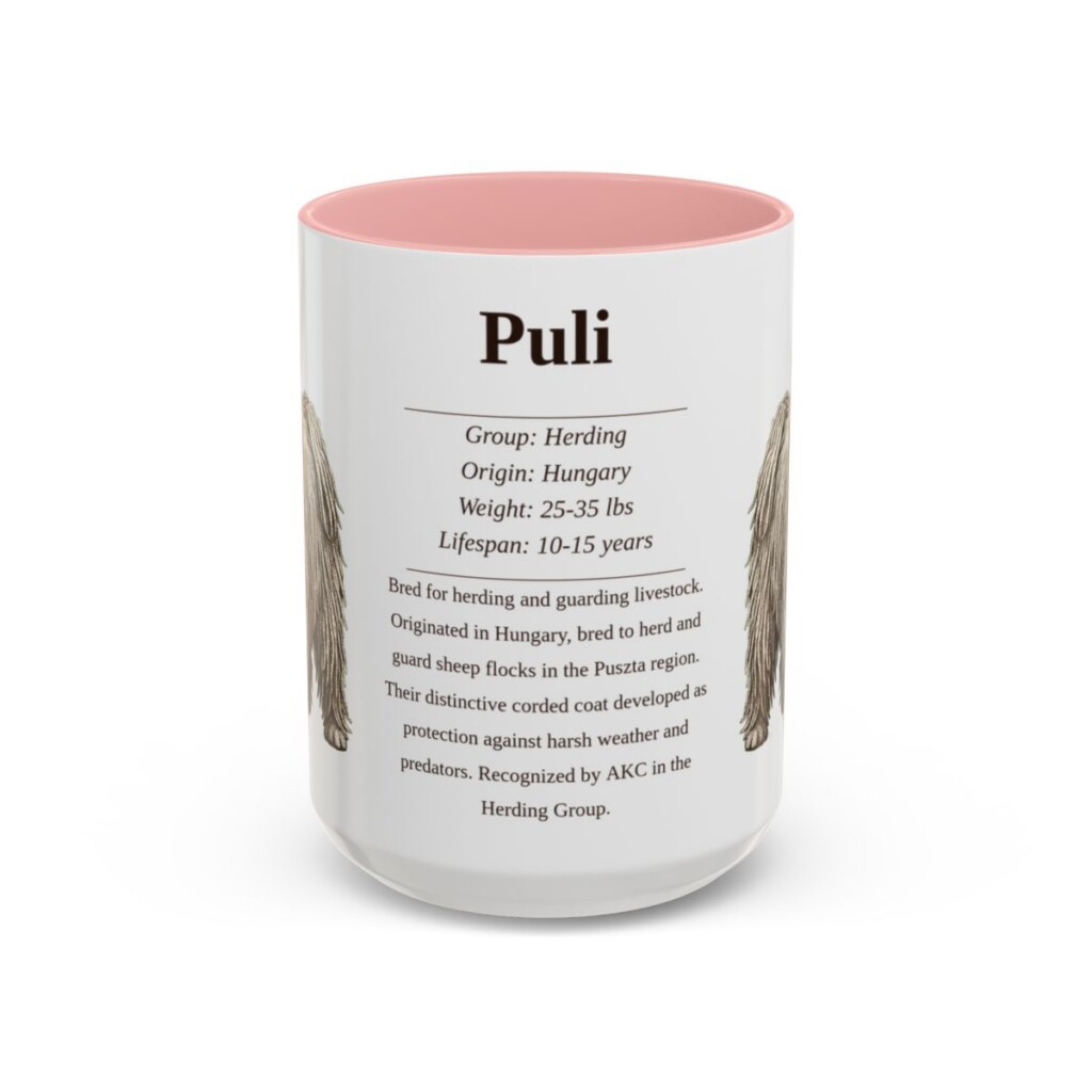 15oz Puli Mug, Pink, front view