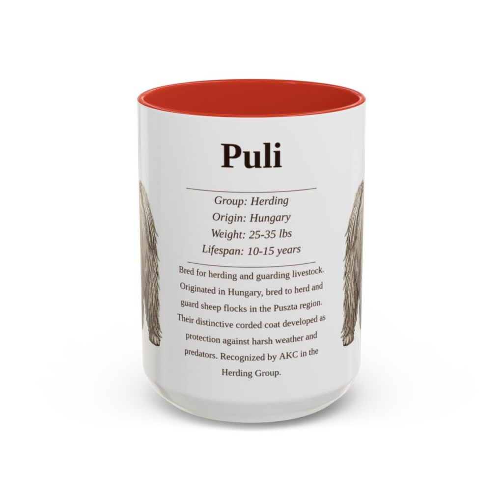 15oz Puli Mug, Red, front view