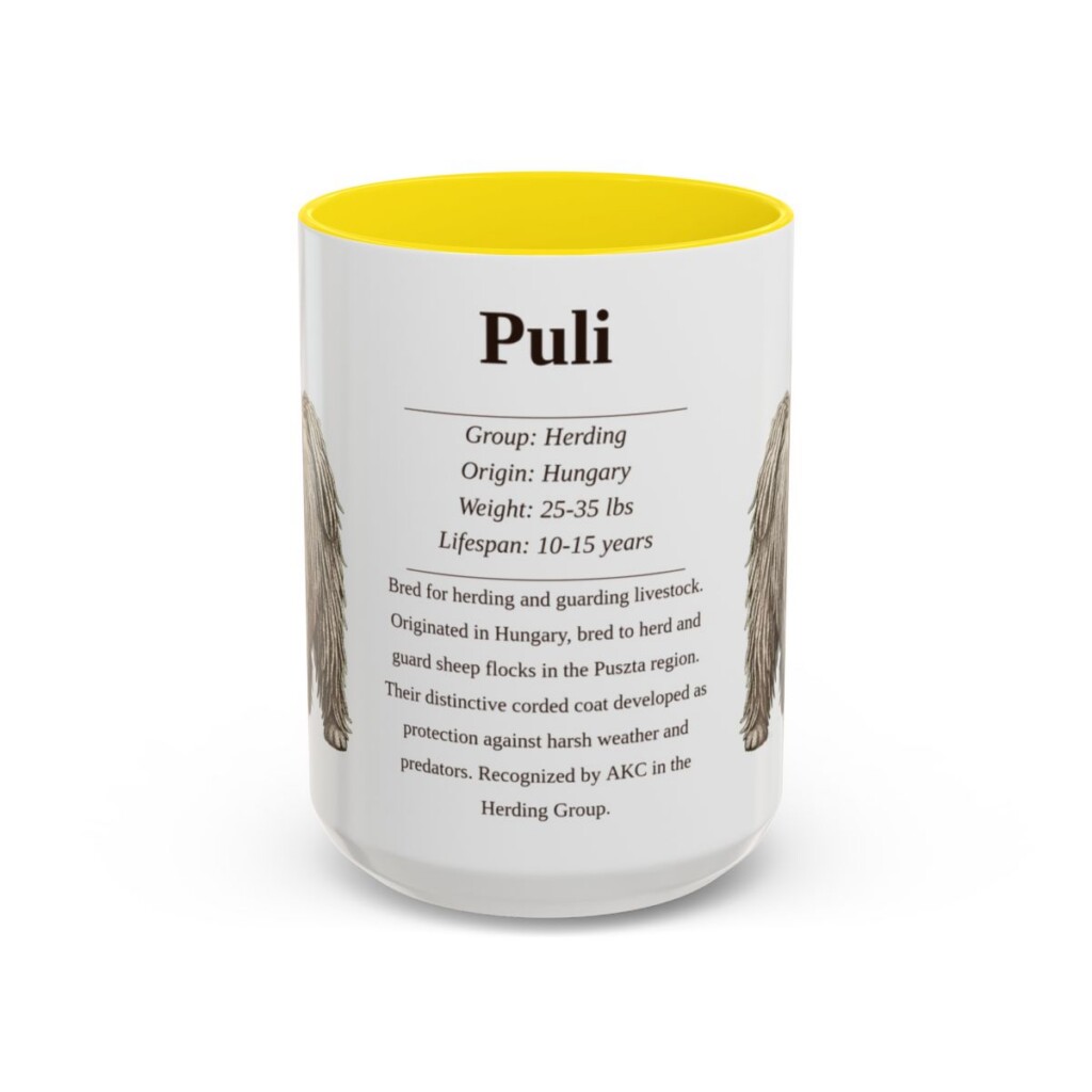 15oz Puli Mug, Yellow, front view