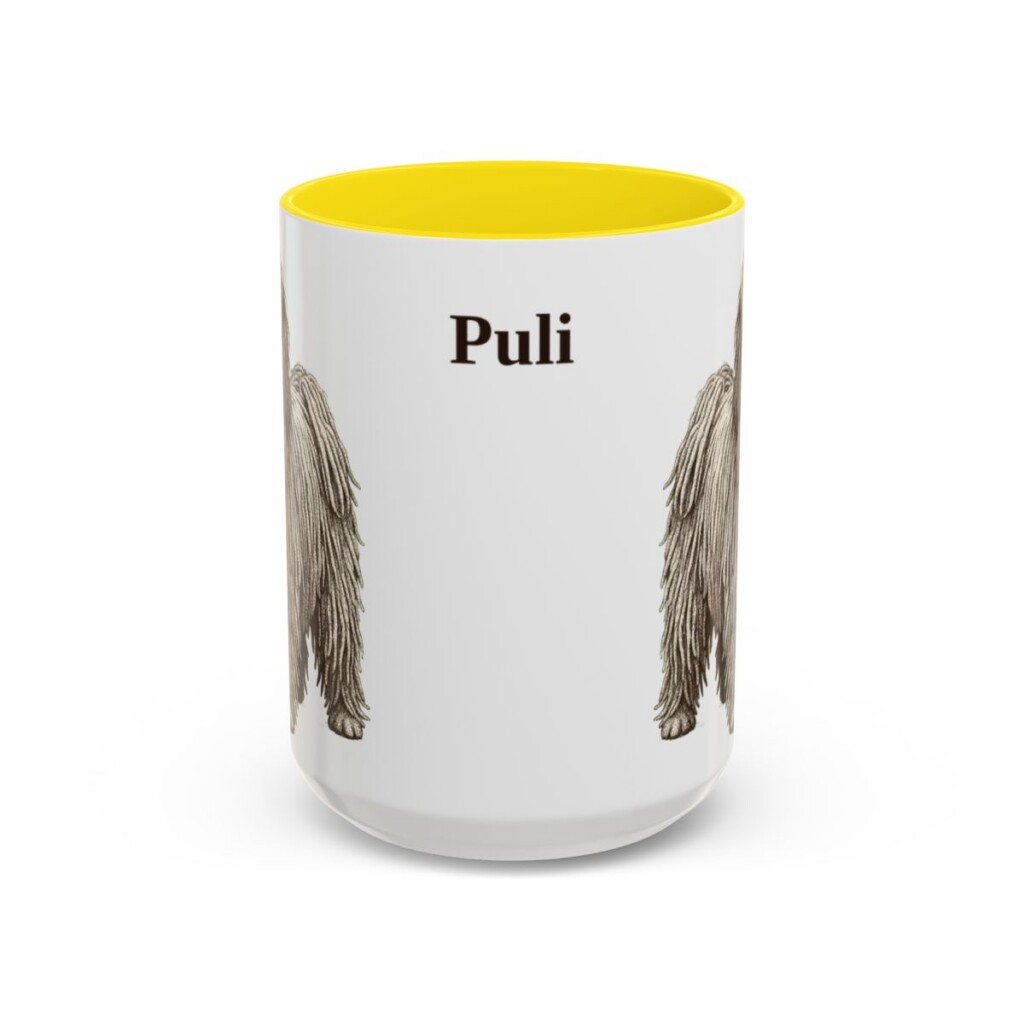15oz Puli Mug, Yellow, front view