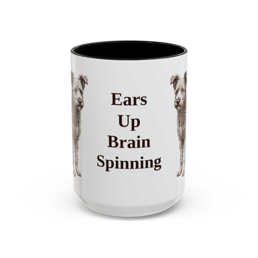 15oz Funny Pumi Mug, Black, front view