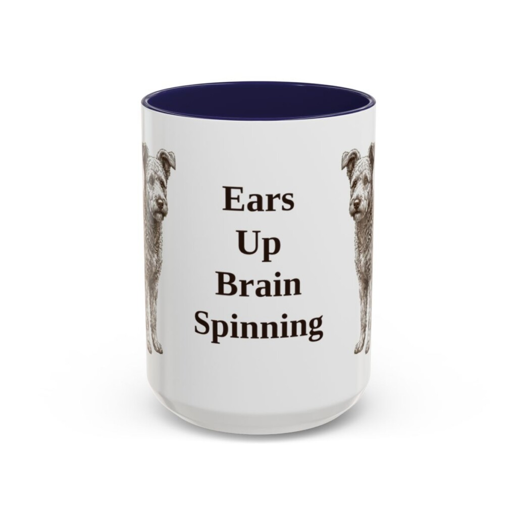 15oz Funny Pumi Mug, Navy, front view