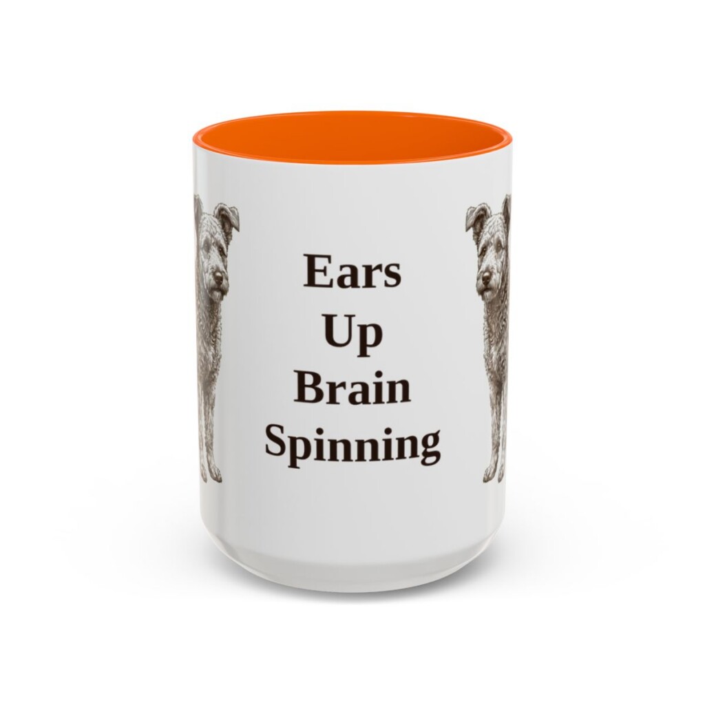 15oz Funny Pumi Mug, Orange, front view