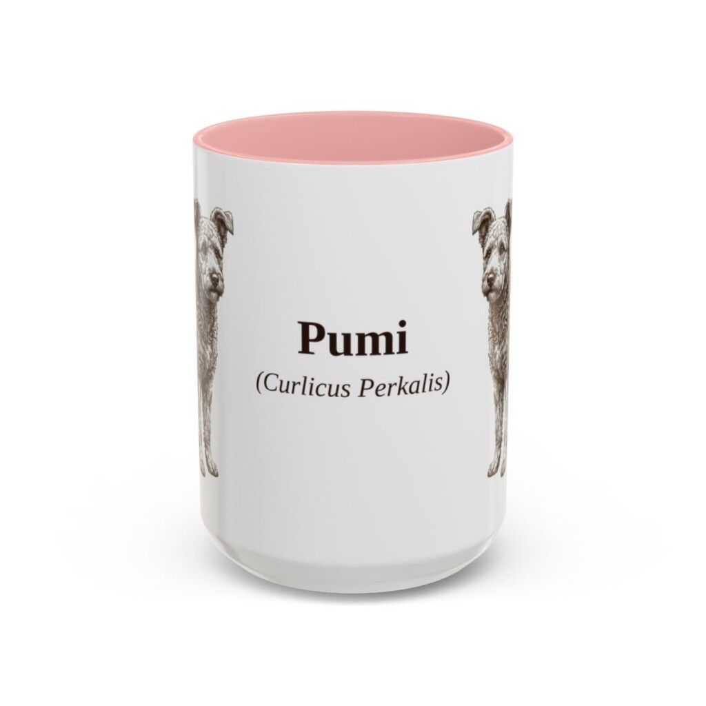 15oz Pumi Latin Mug, Pink, front view