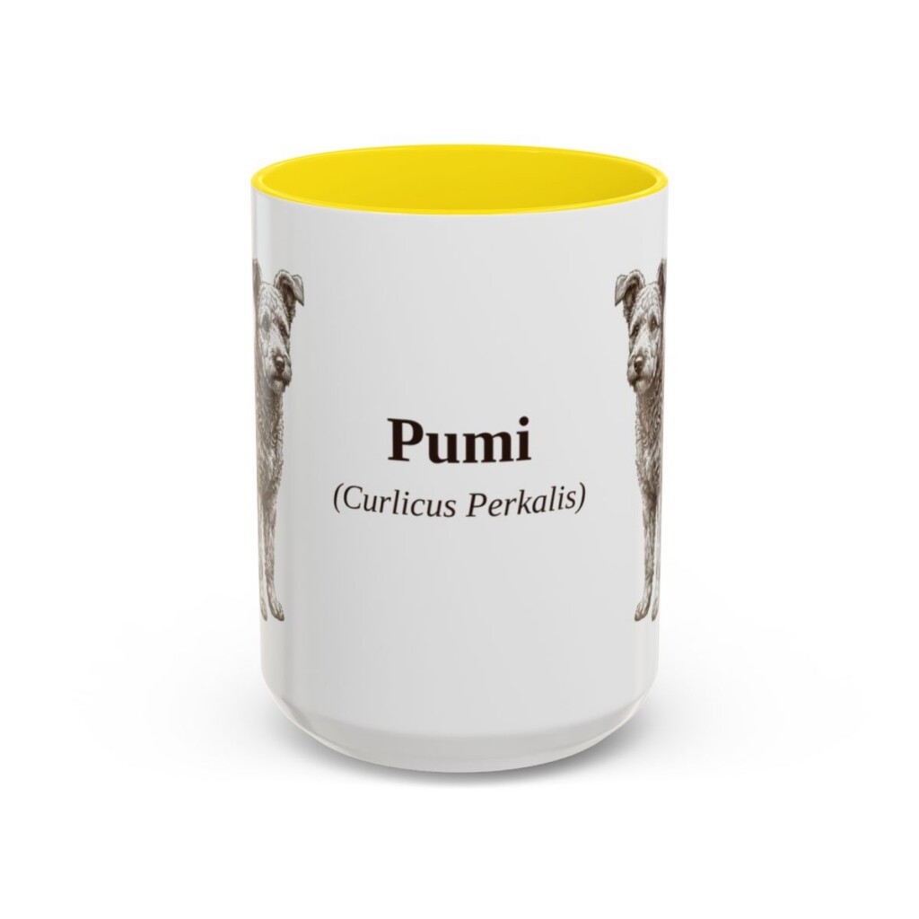 15oz Pumi Latin Mug, Yellow, front view