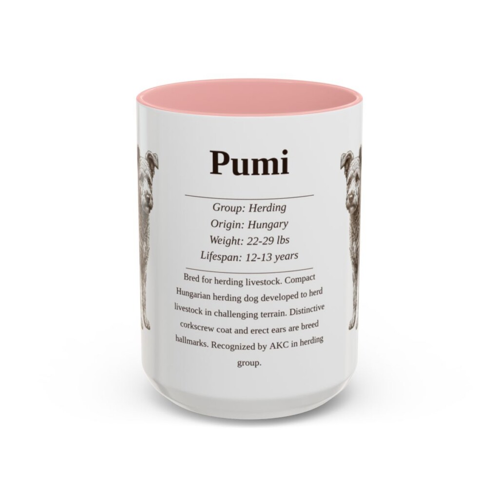 15oz Pumi Mug, Pink, front view