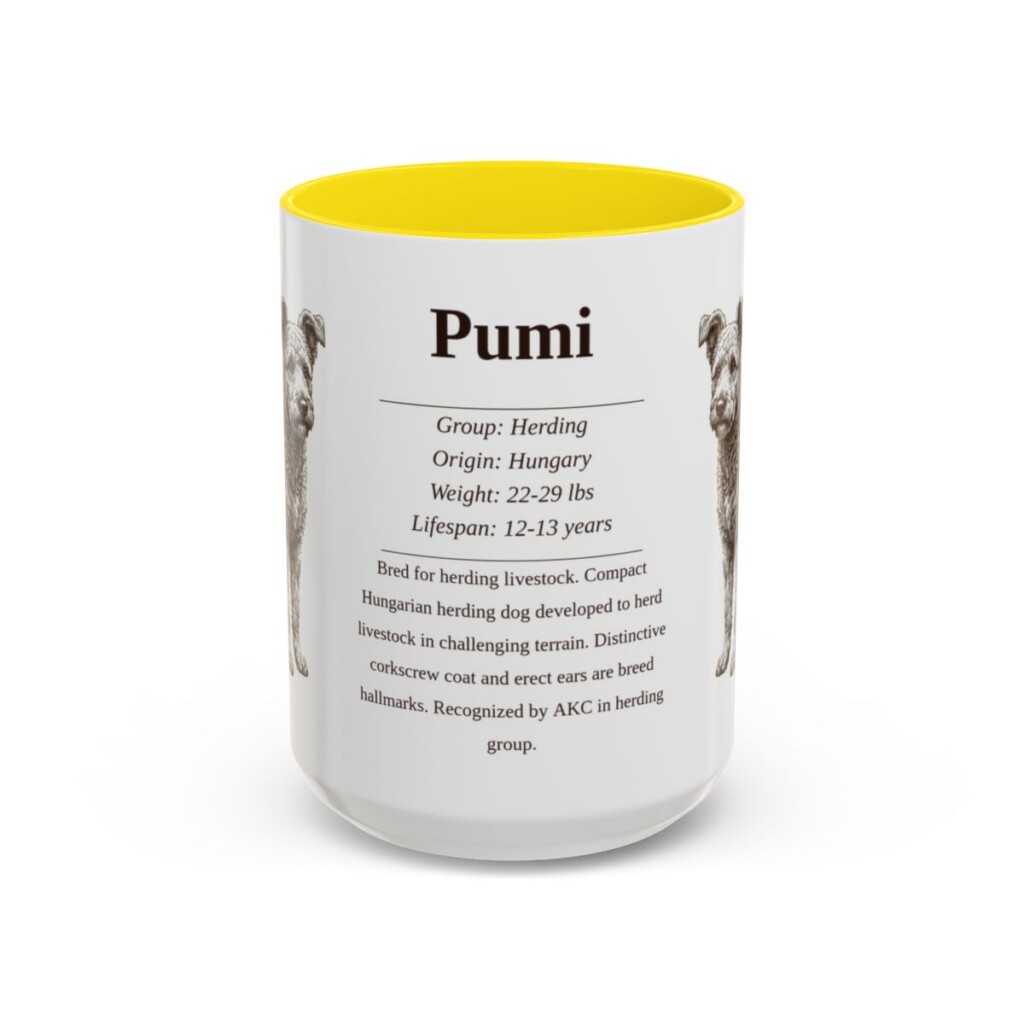 15oz Pumi Mug, Yellow, front view