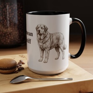 15oz Pyrenean Mastiff Mug, Black, lifestyle photo