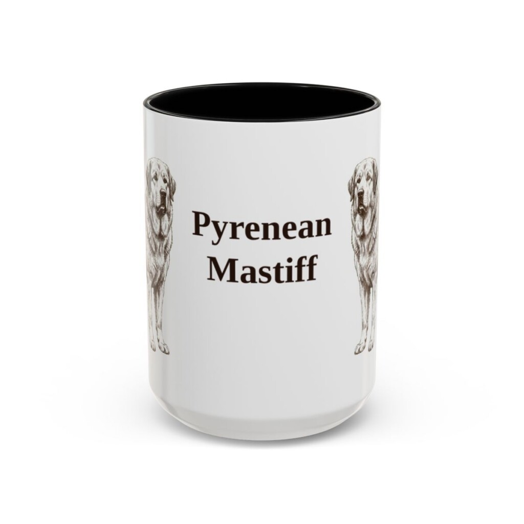 15oz Pyrenean Mastiff Mug, Black, front view