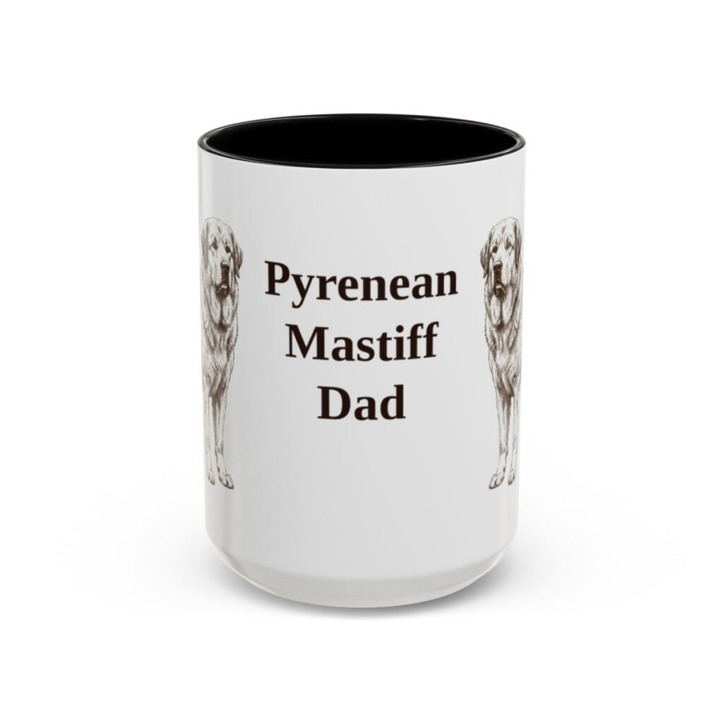 15oz Pyrenean Mastiff Dog Dad Mug, Black, front view