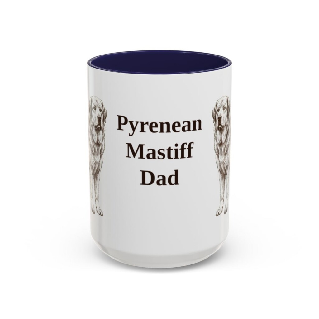 15oz Pyrenean Mastiff Dog Dad Mug, Navy, front view