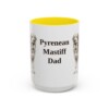 15oz Pyrenean Mastiff Dog Dad Mug, Yellow, front view