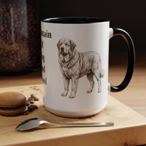 15oz Funny Pyrenean Mastiff Mug, Black, lifestyle photo