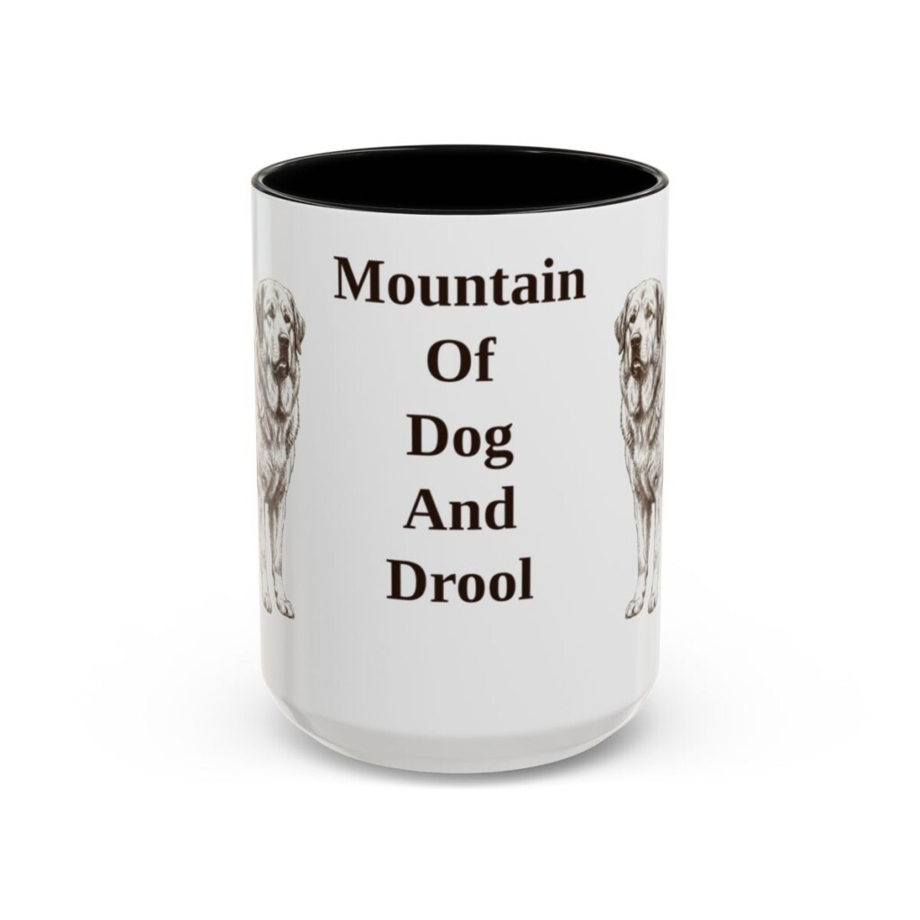 15oz Funny Pyrenean Mastiff Mug, Black, front view